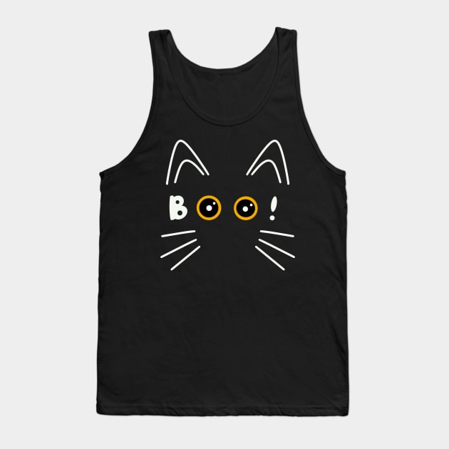 Boo! Halloween Cat Tank Top by Msstorey